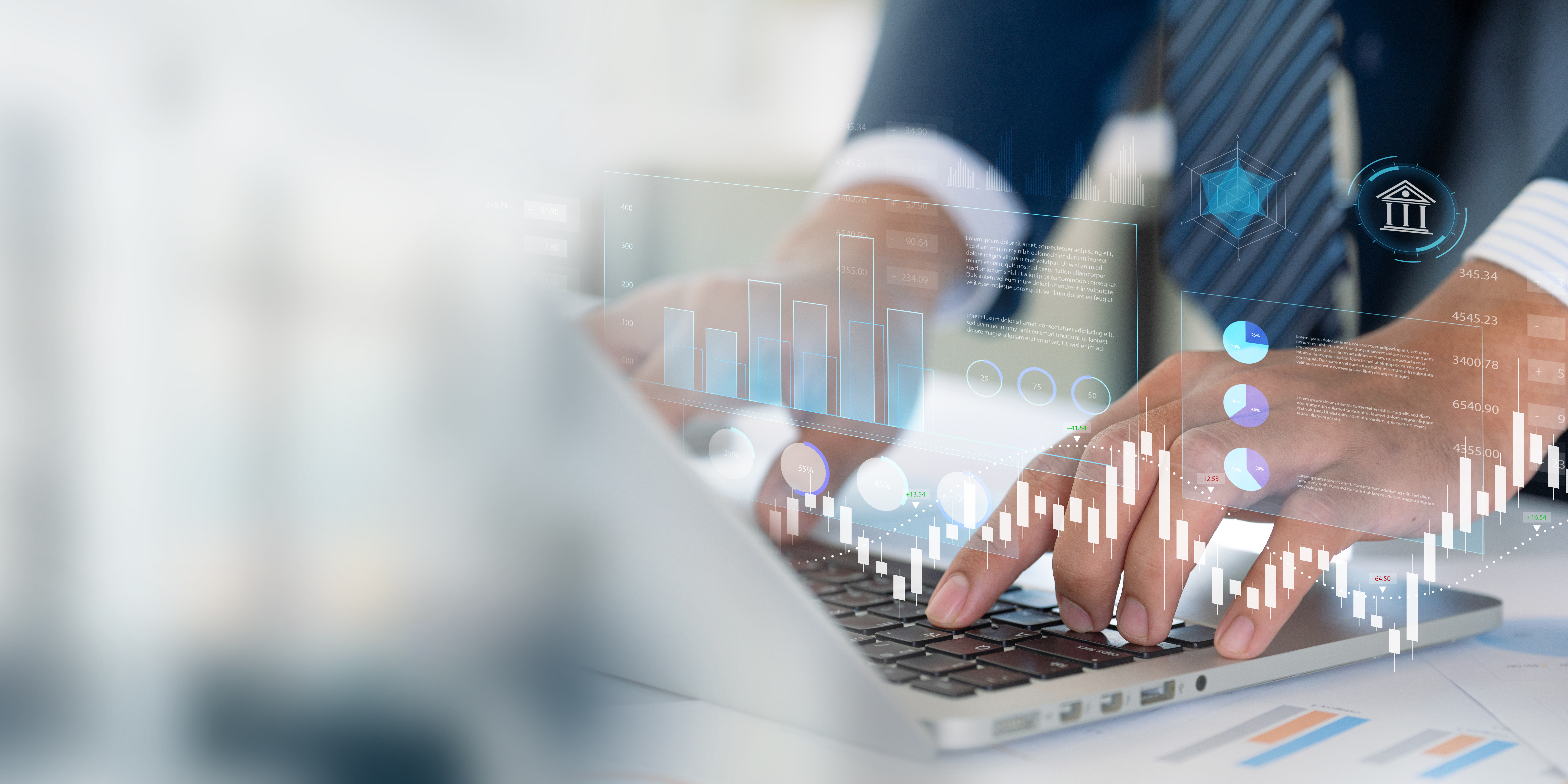 Digital technology and data icons representing online accounts and assets