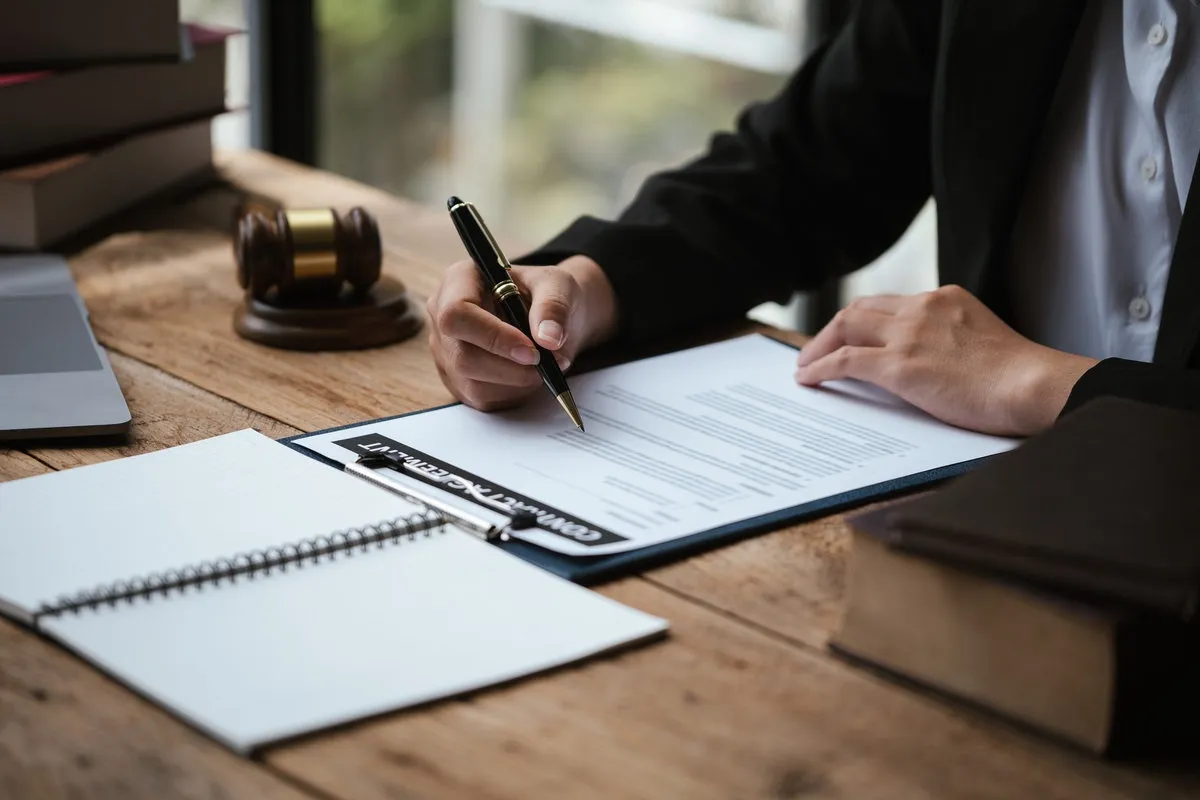 Attorney reviewing legal documents related to a disputed debt case in Georgia